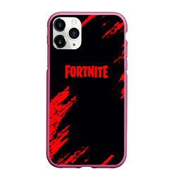 Чехол iPhone 11 Pro матовый Fortnite красные краски лого, цвет: 3D-малиновый