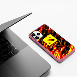 Чехол iPhone 11 Pro матовый DOTA2 огенный стиль текстура, цвет: 3D-малиновый — фото 2