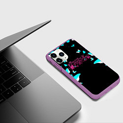 Чехол iPhone 11 Pro матовый Bullet for my valentine бабочки, цвет: 3D-фиолетовый — фото 2