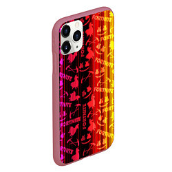 Чехол iPhone 11 Pro матовый Fortnite neon game, цвет: 3D-малиновый — фото 2