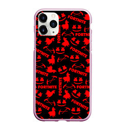 Чехол iPhone 11 Pro матовый Fortnite pattern game red, цвет: 3D-розовый