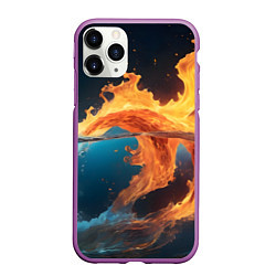 Чехол iPhone 11 Pro матовый Вода и огонь, цвет: 3D-фиолетовый