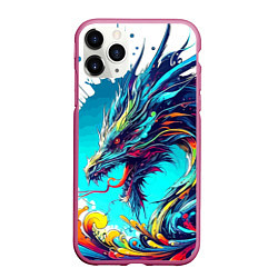 Чехол iPhone 11 Pro матовый Japanese dragon - tattoo irezumi, цвет: 3D-малиновый