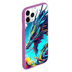 Чехол iPhone 11 Pro матовый Japanese dragon - tattoo irezumi, цвет: 3D-фиолетовый — фото 2