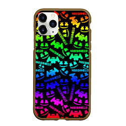 Чехол iPhone 11 Pro матовый Marshmello neon steel pattern, цвет: 3D-коричневый