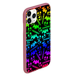 Чехол iPhone 11 Pro матовый Marshmello neon steel pattern, цвет: 3D-малиновый — фото 2