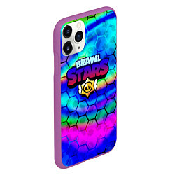 Чехол iPhone 11 Pro матовый Brawl stars neon gradient, цвет: 3D-фиолетовый — фото 2