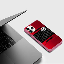 Чехол iPhone 11 Pro матовый Nissan auto steel, цвет: 3D-малиновый — фото 2