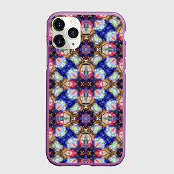 Чехол iPhone 11 Pro матовый Пестрый калейдоскопический узор, цвет: 3D-фиолетовый
