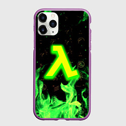 Чехол iPhone 11 Pro матовый Half life огонь зеленый, цвет: 3D-фиолетовый