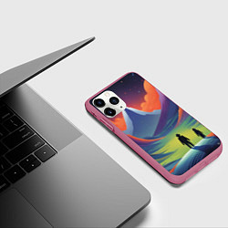 Чехол iPhone 11 Pro матовый Фантастический красочный пейзаж, цвет: 3D-малиновый — фото 2
