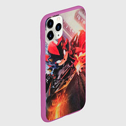 Чехол iPhone 11 Pro матовый Ёжик Шэдоу на мотоцикле, цвет: 3D-фиолетовый — фото 2