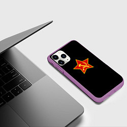 Чехол iPhone 11 Pro матовый Серп и молот ссср лого, цвет: 3D-фиолетовый — фото 2