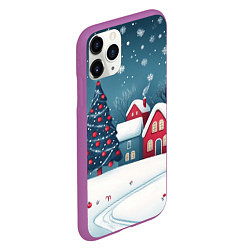 Чехол iPhone 11 Pro матовый Снежный новогодний день в городе, цвет: 3D-фиолетовый — фото 2