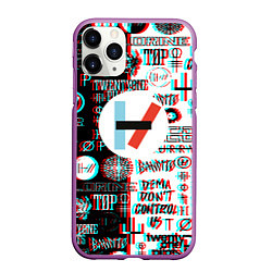 Чехол iPhone 11 Pro матовый Twenty one pilots glitch pattern, цвет: 3D-фиолетовый