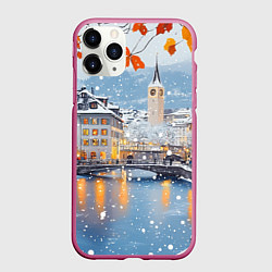 Чехол iPhone 11 Pro матовый Предновогодний Санкт-Петербург, цвет: 3D-малиновый