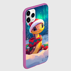 Чехол iPhone 11 Pro матовый Новогодняя змейка в шарфе, цвет: 3D-фиолетовый — фото 2