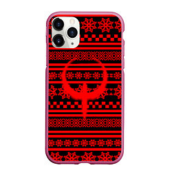 Чехол iPhone 11 Pro матовый Quake winter pattern, цвет: 3D-малиновый