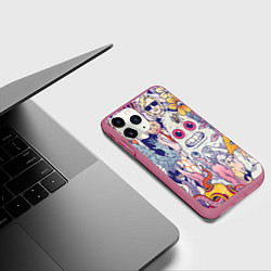 Чехол iPhone 11 Pro матовый Психоделические монстры, цвет: 3D-малиновый — фото 2