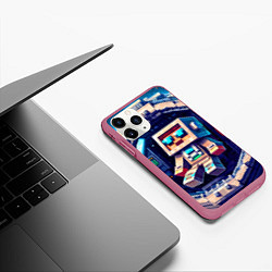 Чехол iPhone 11 Pro матовый Космонавт в космическом корабле - Майнкрафт, цвет: 3D-малиновый — фото 2