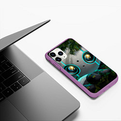 Чехол iPhone 11 Pro матовый Дикий робот в кустах, цвет: 3D-фиолетовый — фото 2