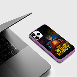 Чехол iPhone 11 Pro матовый Дикий робот с друзьями, цвет: 3D-фиолетовый — фото 2