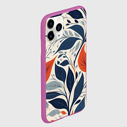 Чехол iPhone 11 Pro матовый Искусство листья абстракция, цвет: 3D-фиолетовый — фото 2