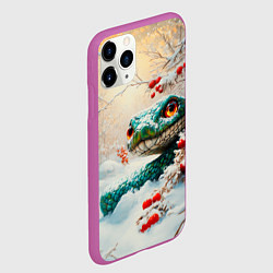 Чехол iPhone 11 Pro матовый Зеленая змея и рябина, цвет: 3D-фиолетовый — фото 2