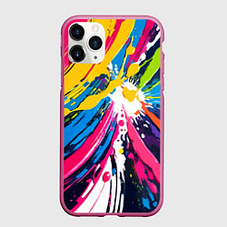 Чехол iPhone 11 Pro матовый Красочная абстракция - экспрессионизм, цвет: 3D-малиновый