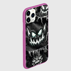 Чехол iPhone 11 Pro матовый Облик монстра на пэчворк джинсах, цвет: 3D-фиолетовый — фото 2