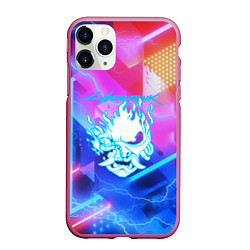 Чехол iPhone 11 Pro матовый Cyberpunk samurai storm, цвет: 3D-малиновый