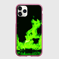 Чехол iPhone 11 Pro матовый Кислотный зелёный огонь, цвет: 3D-малиновый