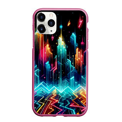 Чехол iPhone 11 Pro матовый Neon fantastic metropolis - vaporwave, цвет: 3D-малиновый