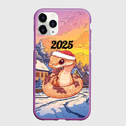 Чехол iPhone 11 Pro матовый Новогодняя змейка 2025, цвет: 3D-фиолетовый