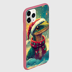 Чехол iPhone 11 Pro матовый Огромная новогодняя змея в лесу, цвет: 3D-малиновый — фото 2