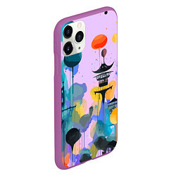 Чехол iPhone 11 Pro матовый Фантазийный японский паттерн, цвет: 3D-фиолетовый — фото 2
