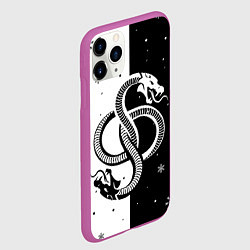 Чехол iPhone 11 Pro матовый Инь янь - змеи, цвет: 3D-фиолетовый — фото 2