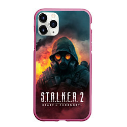 Чехол iPhone 11 Pro матовый Stalker 2 горящий завод, цвет: 3D-малиновый