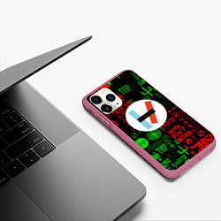 Чехол iPhone 11 Pro матовый Twenty one pilots music steel, цвет: 3D-малиновый — фото 2