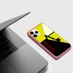 Чехол iPhone 11 Pro матовый Assassins Creed geometry logo, цвет: 3D-малиновый — фото 2