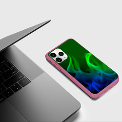 Чехол iPhone 11 Pro матовый Столкновение огней синий и зелёный, цвет: 3D-малиновый — фото 2