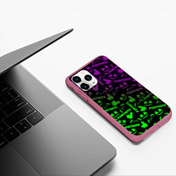 Чехол iPhone 11 Pro матовый Fortnite кислота неоновая, цвет: 3D-малиновый — фото 2