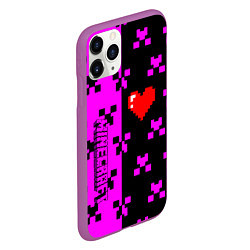 Чехол iPhone 11 Pro матовый Minecraft love game, цвет: 3D-фиолетовый — фото 2