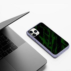 Чехол iPhone 11 Pro матовый Зелёные точки на чёрном фоне, цвет: 3D-светло-сиреневый — фото 2