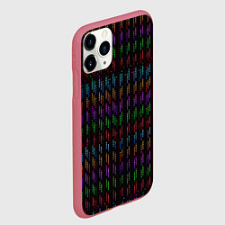 Чехол iPhone 11 Pro матовый Разноцветные точки на чёрном фоне, цвет: 3D-малиновый — фото 2