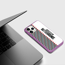 Чехол iPhone 11 Pro матовый PUBG глитч клетка, цвет: 3D-фиолетовый — фото 2
