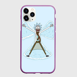 Чехол iPhone 11 Pro матовый Рик и Морти снег - бабочка, цвет: 3D-фиолетовый