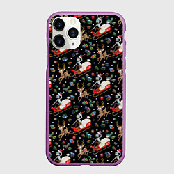 Чехол iPhone 11 Pro матовый Рик и Морти сани с оленем - Christmas, цвет: 3D-фиолетовый
