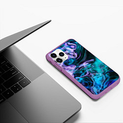 Чехол iPhone 11 Pro матовый Цветной дым текстура, цвет: 3D-фиолетовый — фото 2