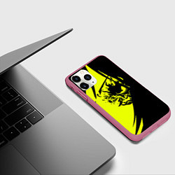Чехол iPhone 11 Pro матовый Cyberpunk 2077 тексутар, цвет: 3D-малиновый — фото 2